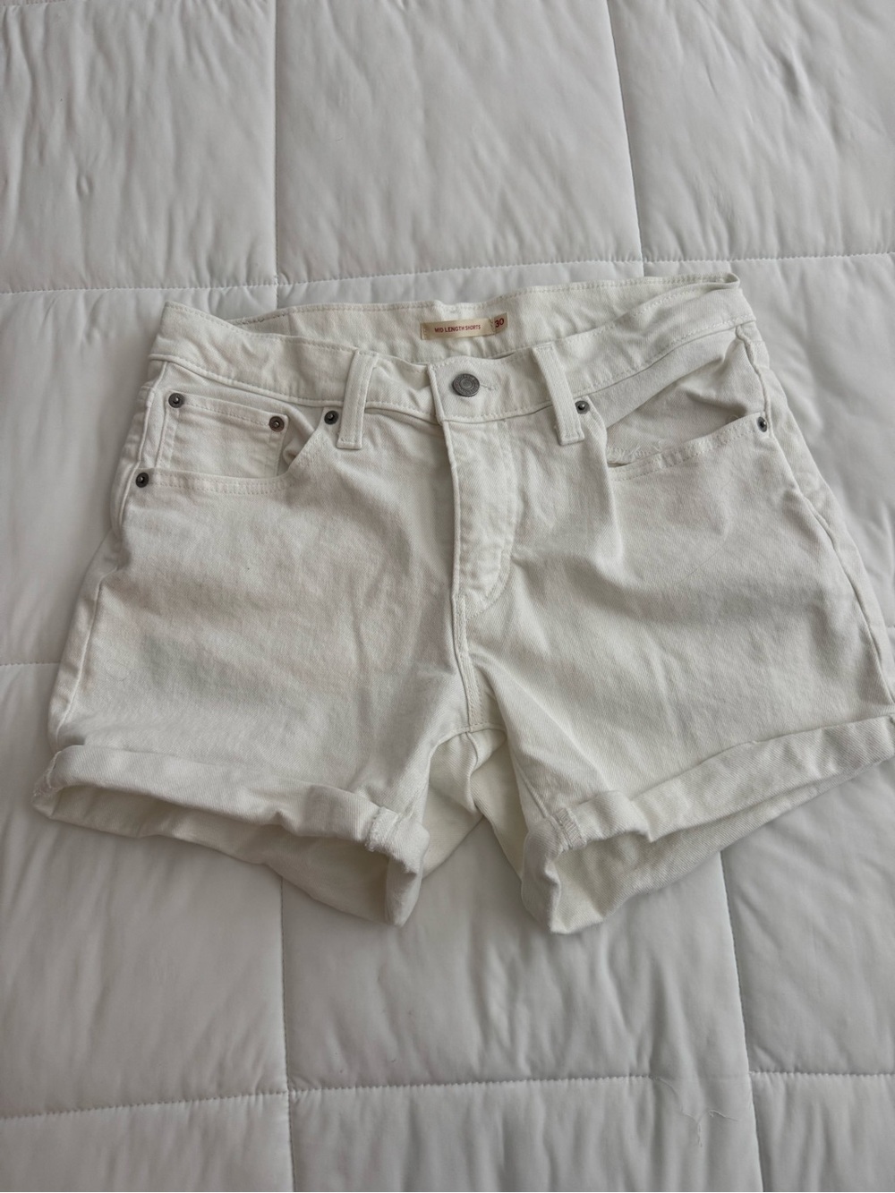 Levi’s Women's White Denim Roll-Hem Jean Shorts